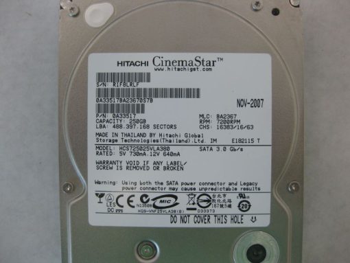 HCS725025VLA380 Hitachi 250GB 7.2K SATA 3.5 HDD